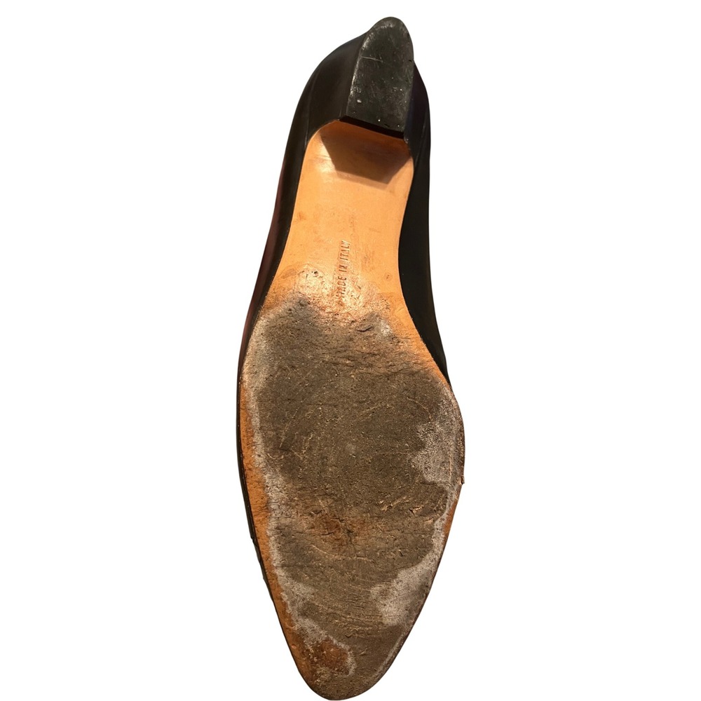 Salvatore Ferragamo Margaret Black Calf Leather Snakeskin Cap Toe Pumps 9 AAA - Picture 9 of 12